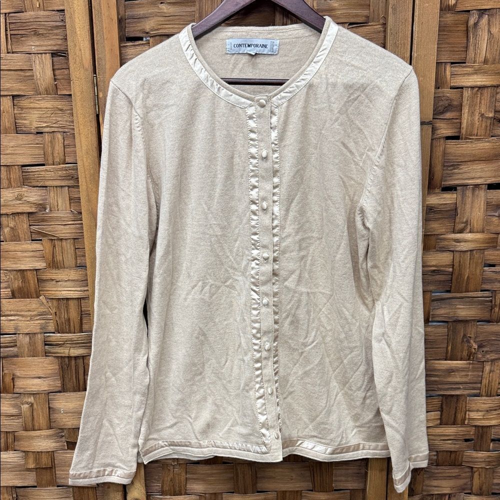 Simons Elegsnt Beige Button-Up Blouse Sz XL